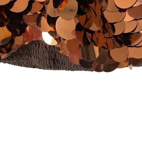 Vintage Oleg Cassini Copper Sequin Embellished Top Size medium Circles - Picture 3 of 8